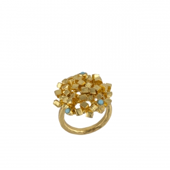 Ring aus Messing, vergoldet, Mini Türkise